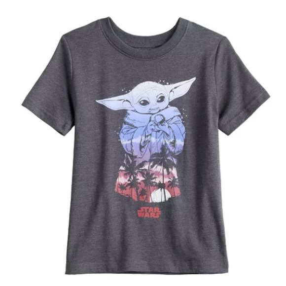 JUMPING BEAN STAR WARS BABY YODA PALM TREE GRAPHIC TEE SIZE 5T  #K56 - Picture 1 of 2